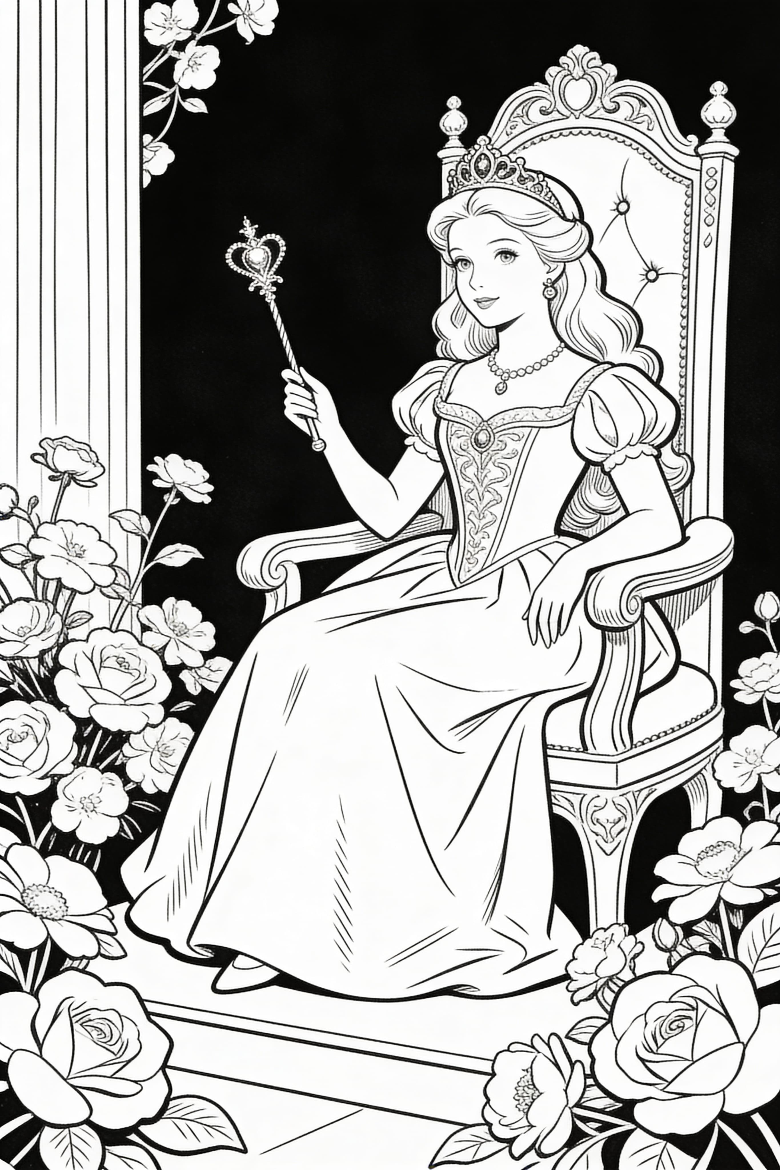 Vintage Princess Coloring Page - Free Download