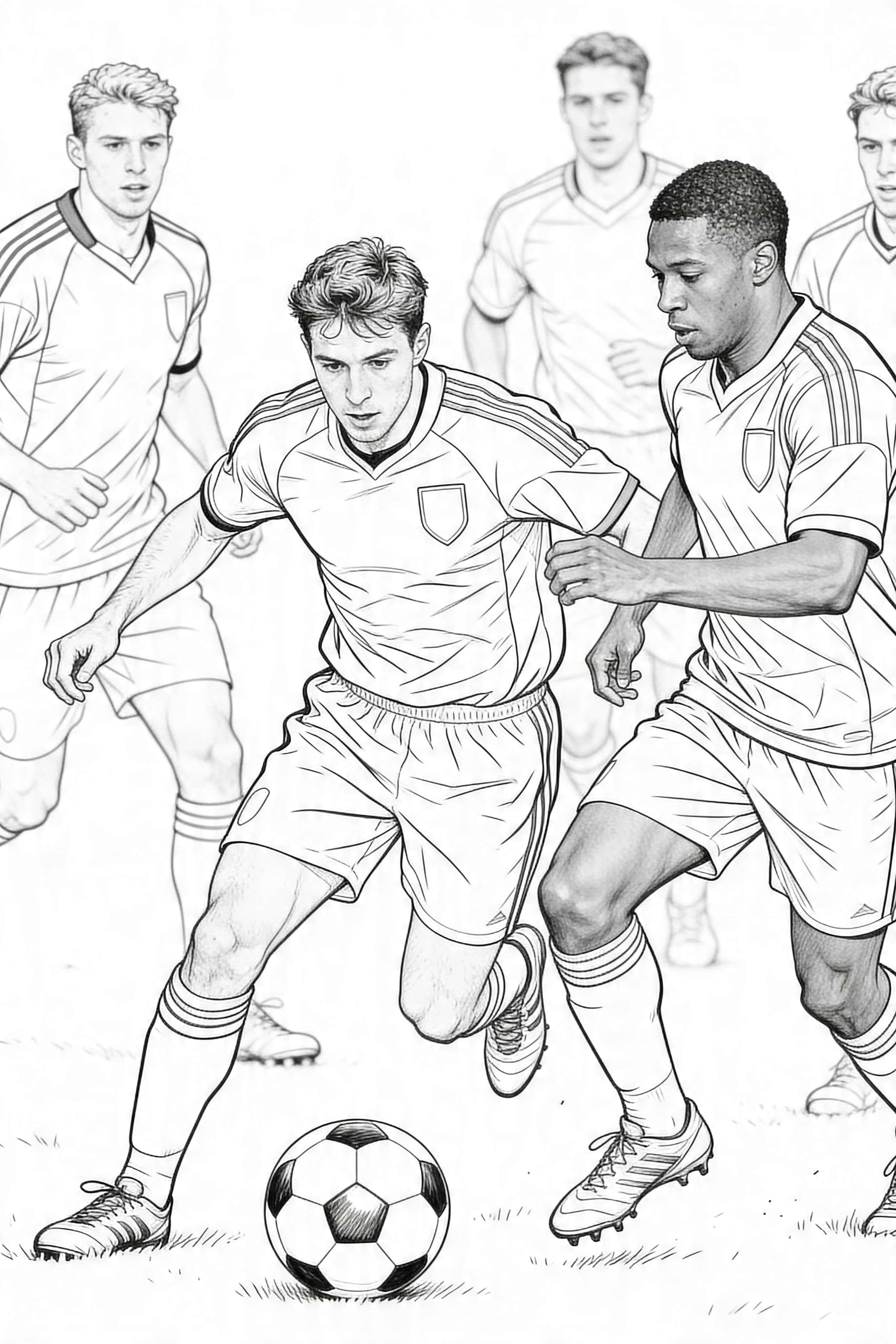 Realistic Football Players Coloring Page