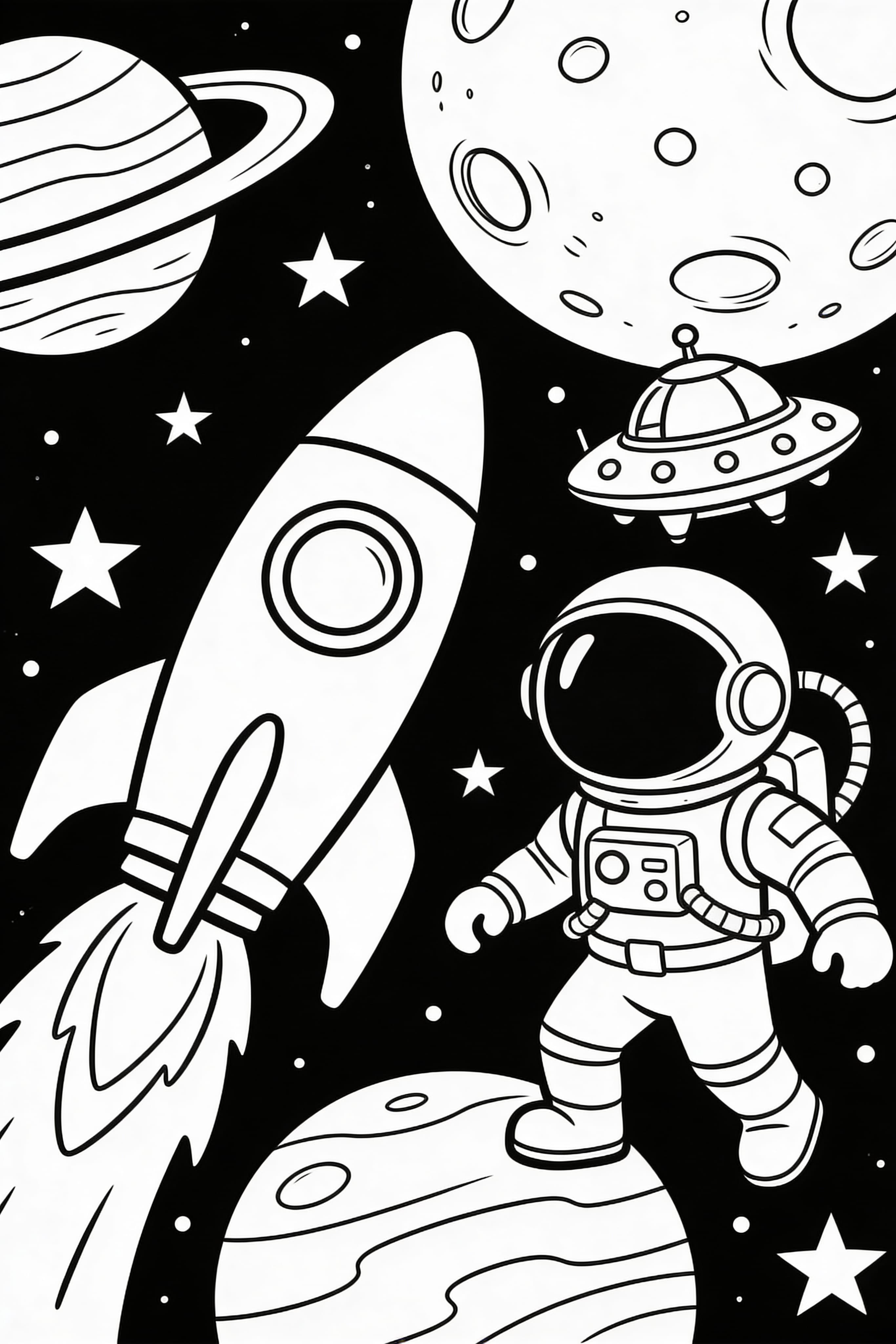 Space Adventure Coloring Page for Kids