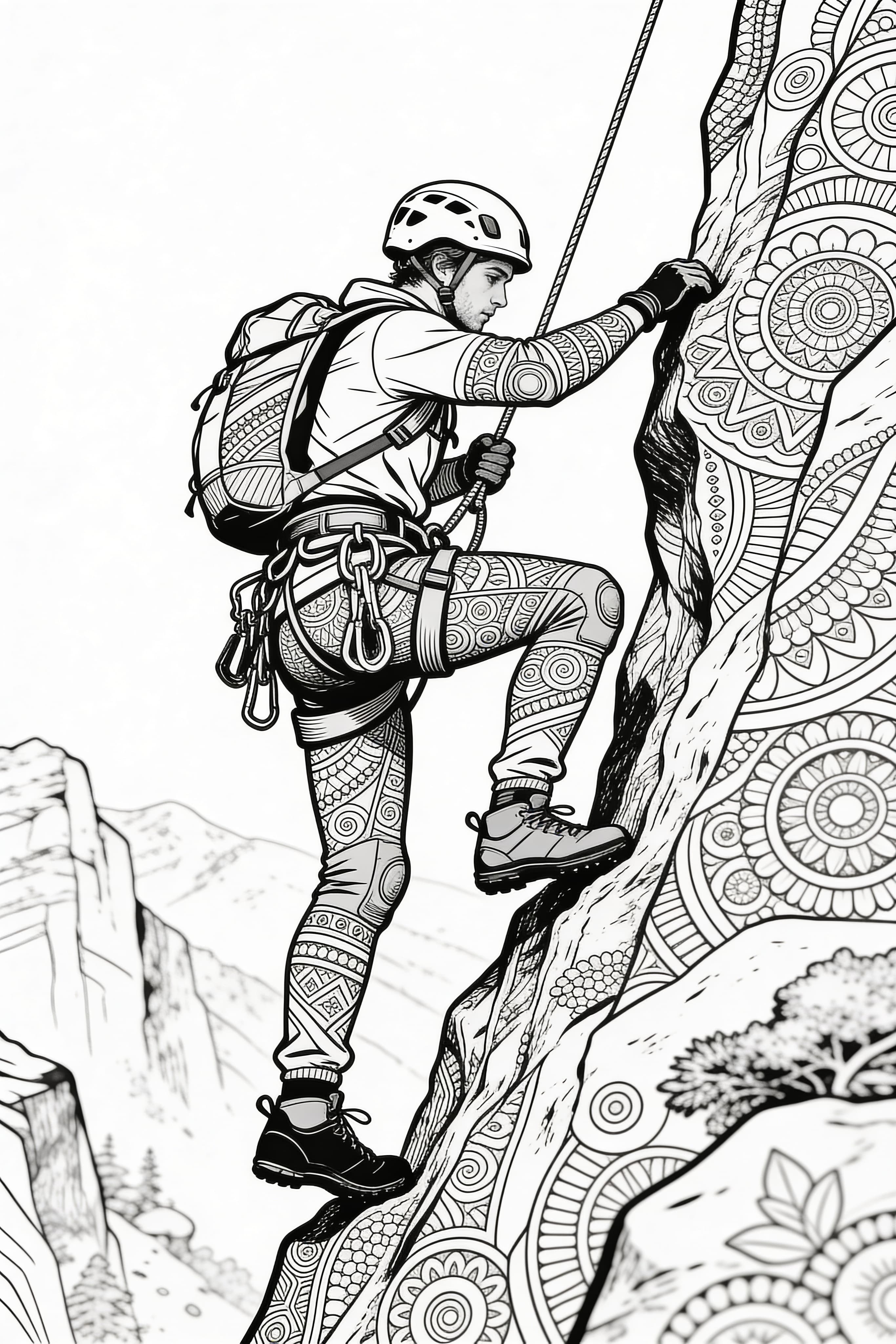Cool Climber Adventure Coloring Page for Adults