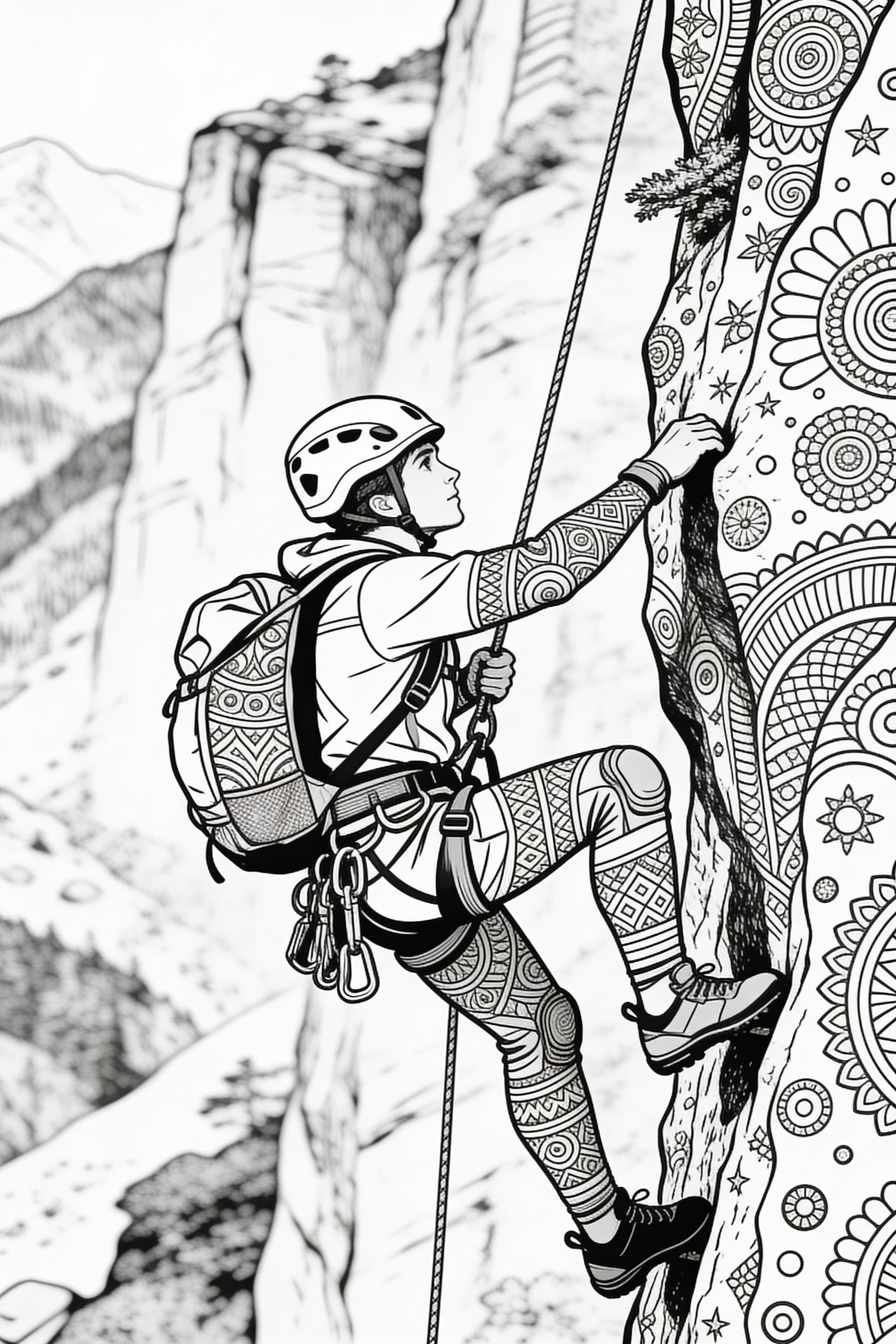 Cool Climber Adventure Coloring Page for Adults