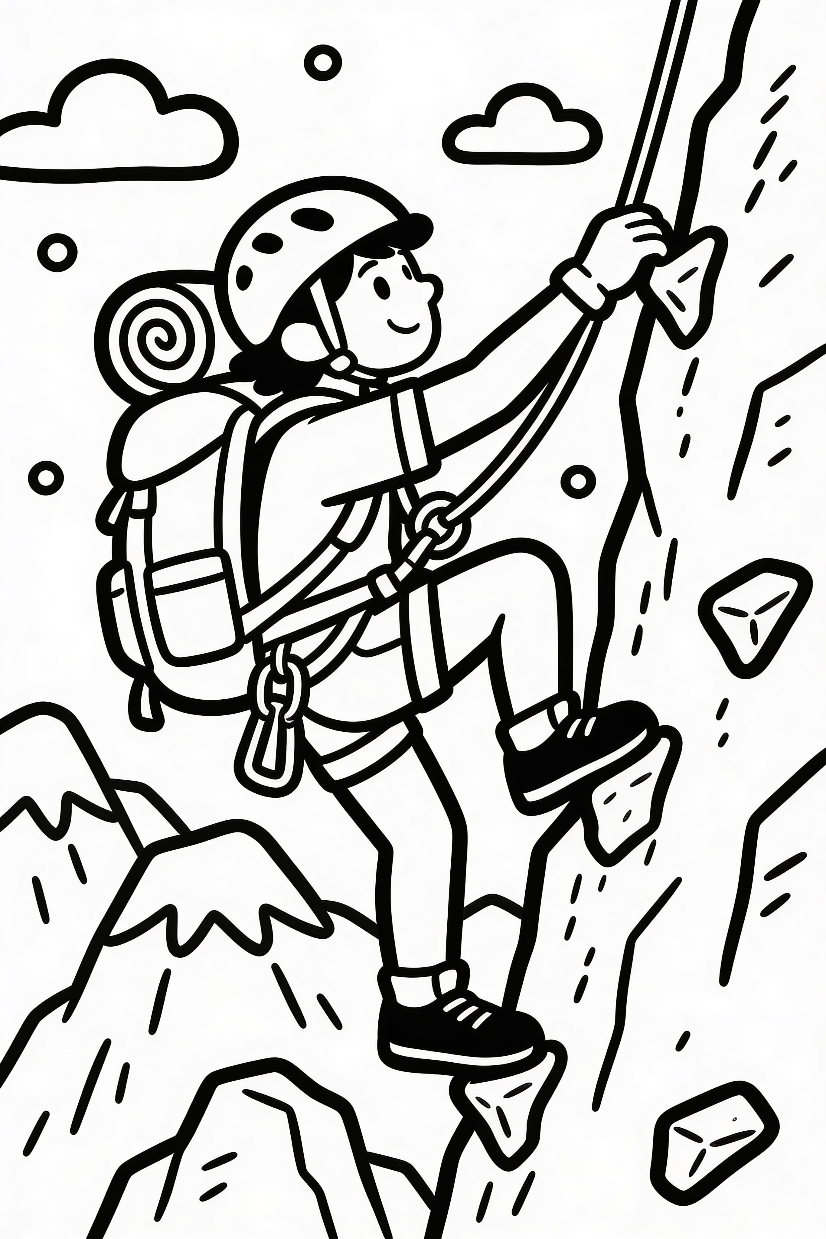 A cool climber scaling a mountain on an adventurous journey