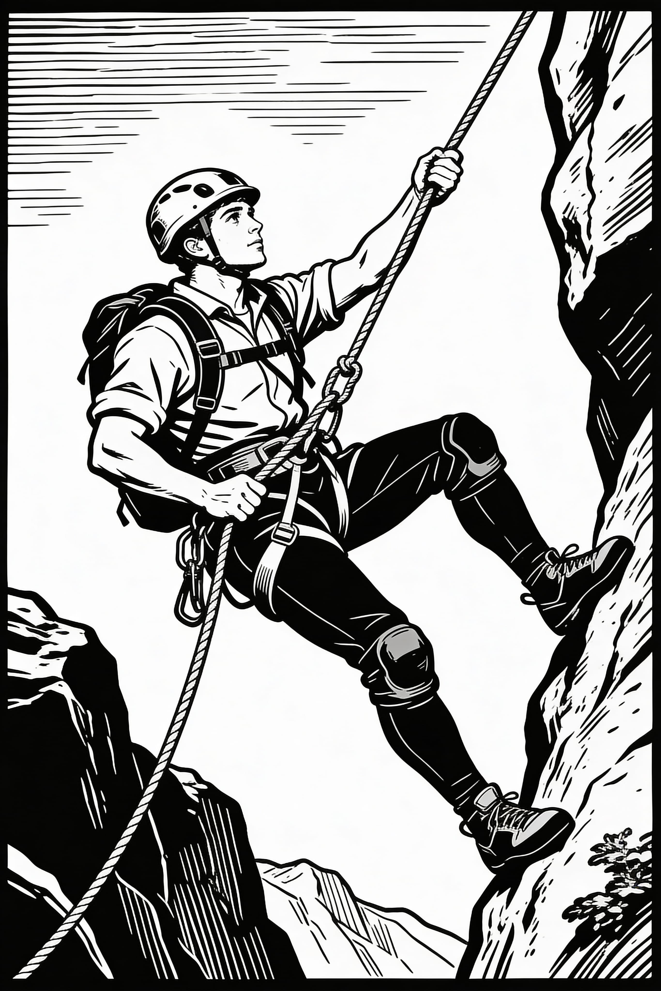 Vintage Cool Climber Adventure Coloring Page
