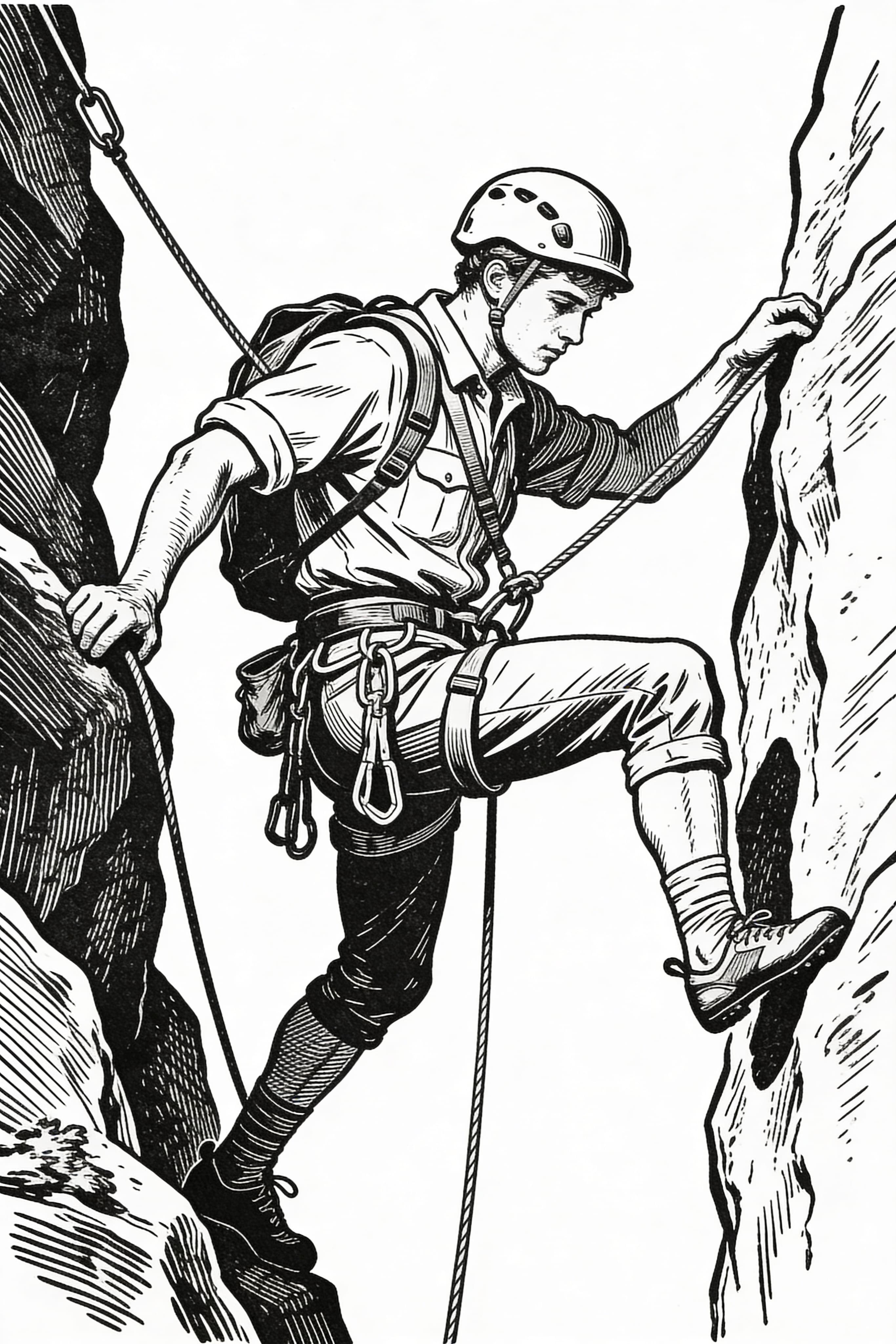 Vintage Style Cool Climber Adventure Coloring Page