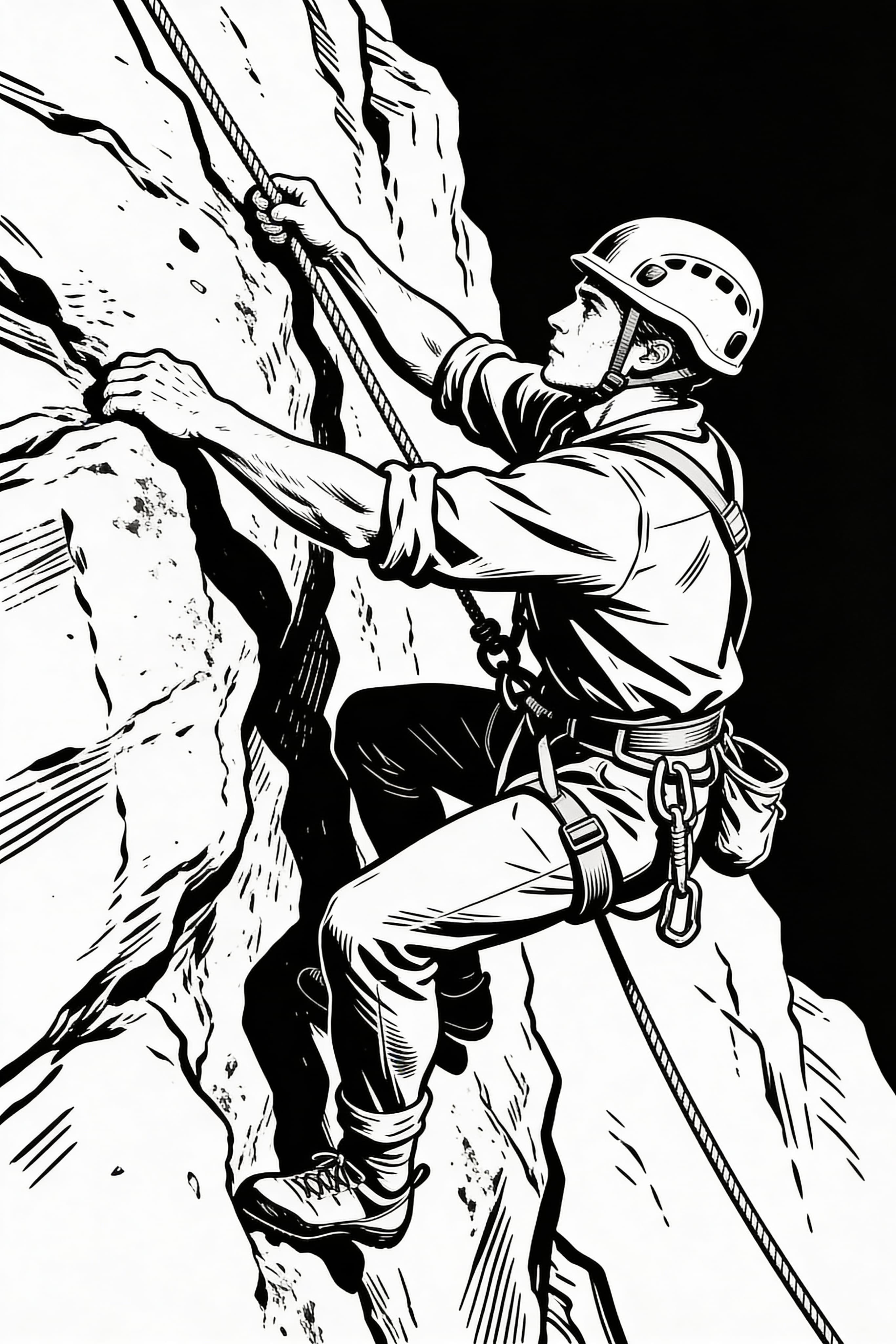 Vintage Climber Adventure Coloring Page