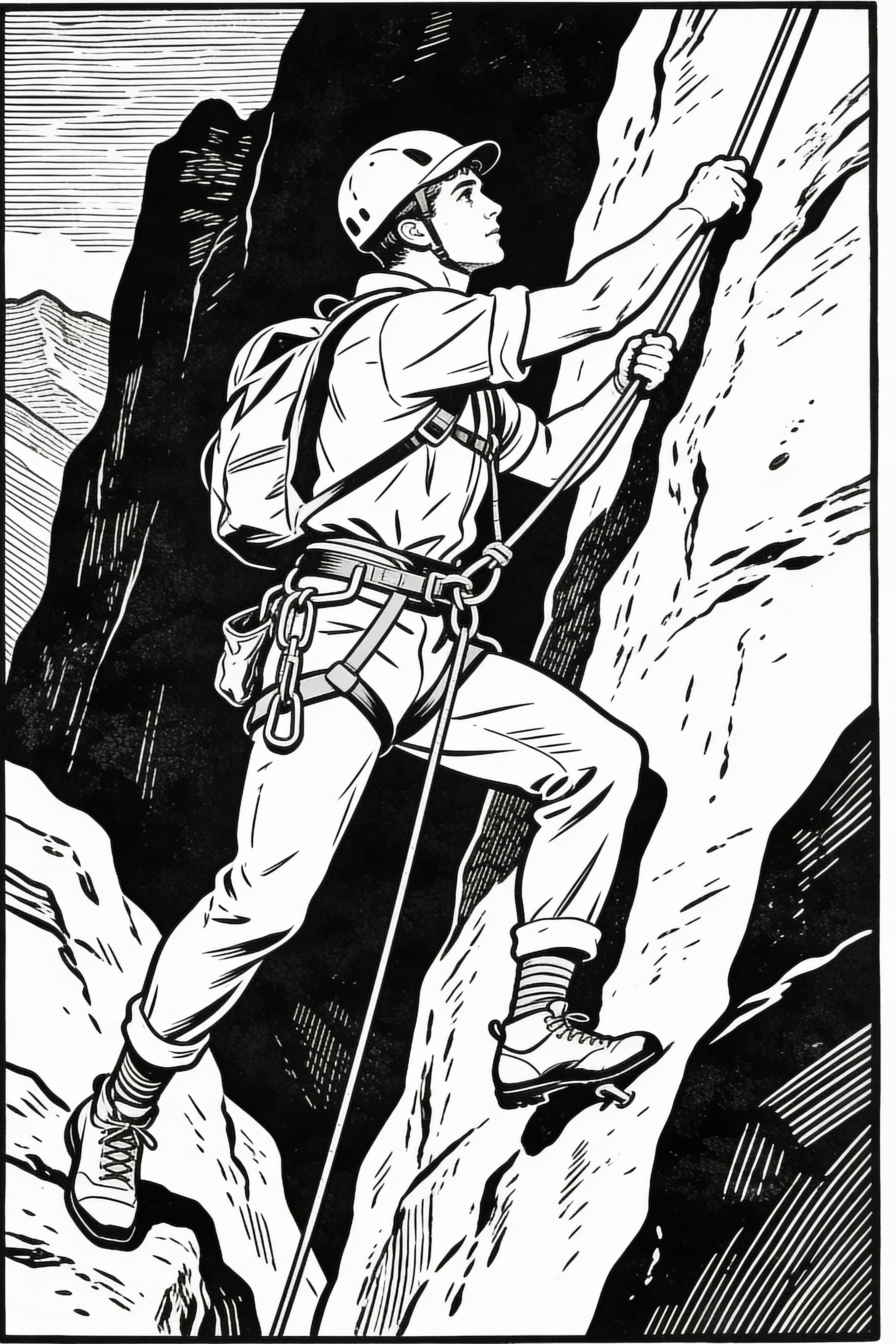 Vintage Cool Climber Adventure Coloring Page