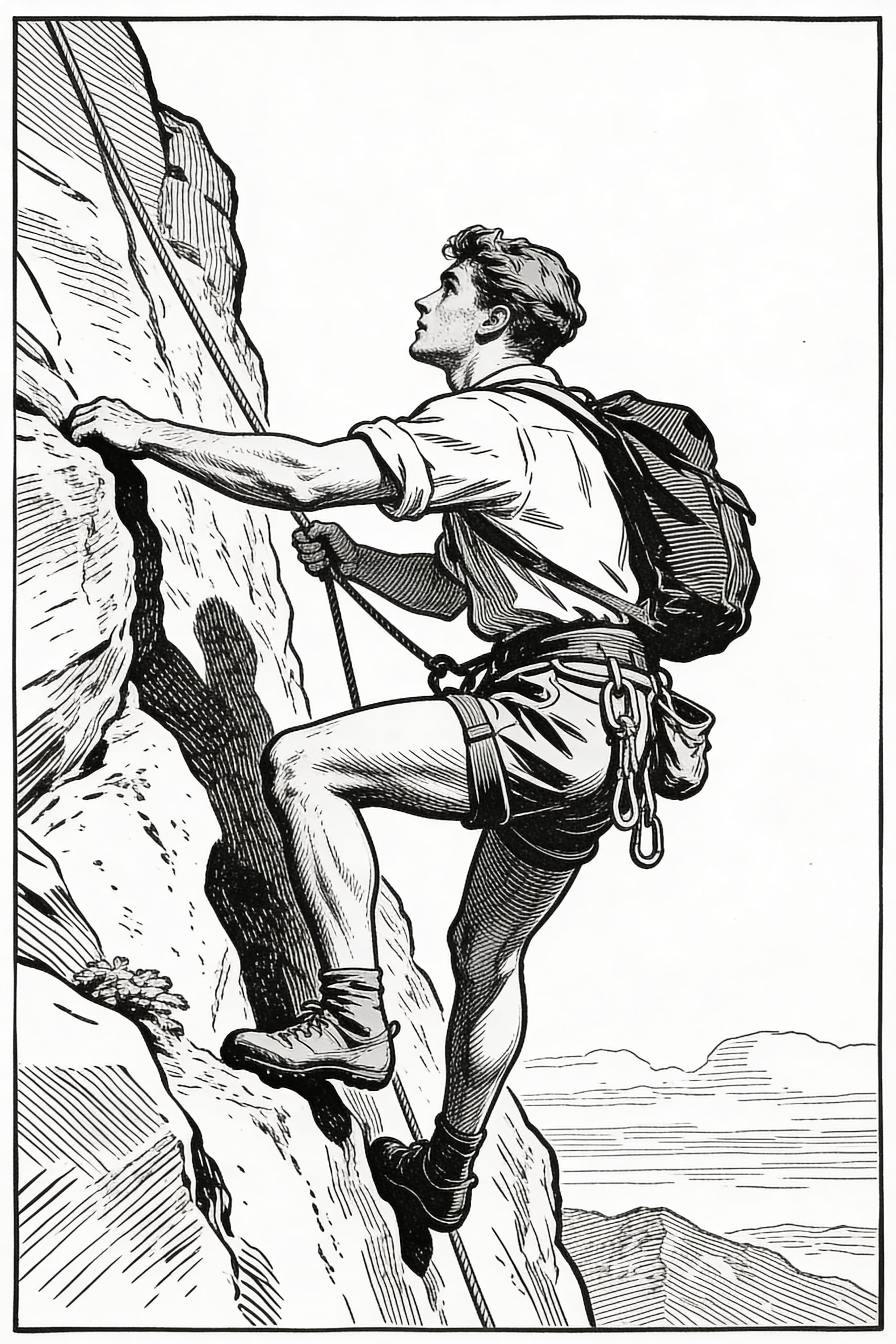 Vintage Cool Climber Adventure Coloring Page