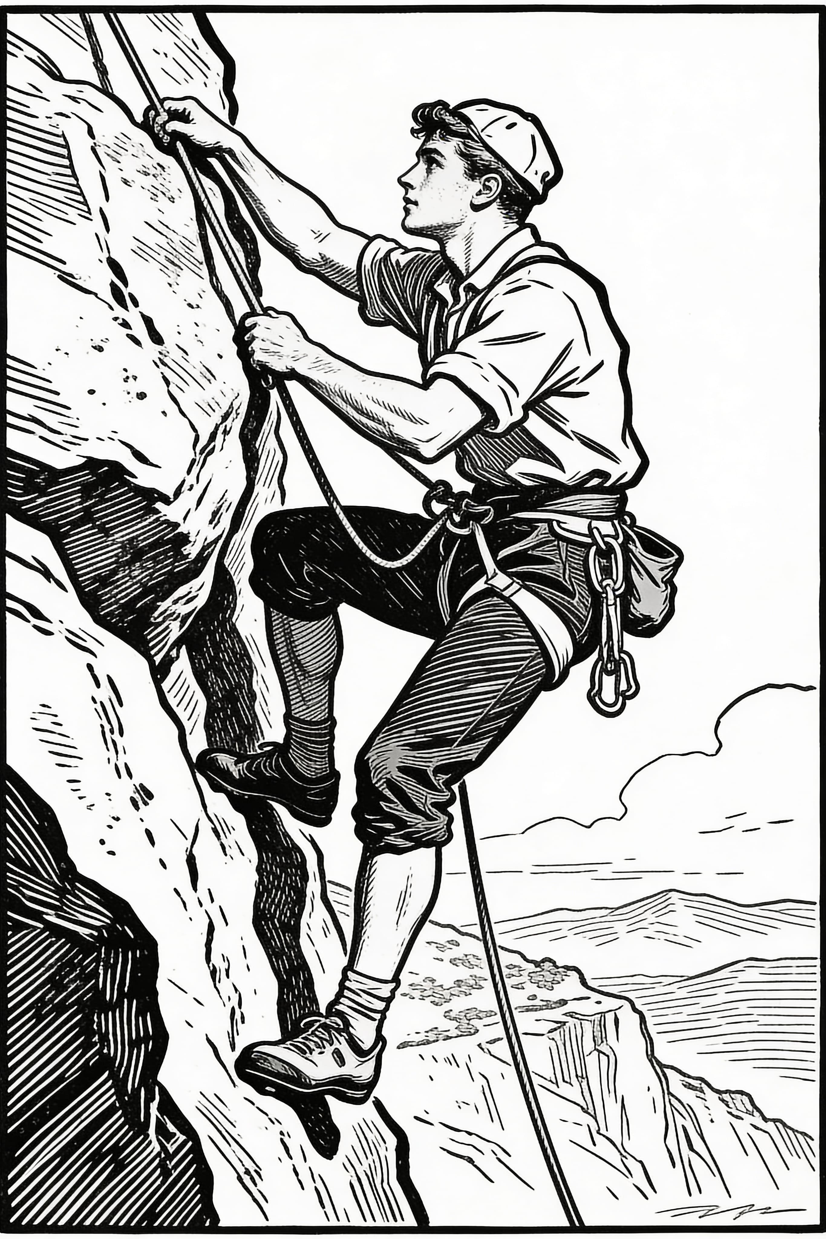 Vintage Cool Climber Adventure Coloring Page