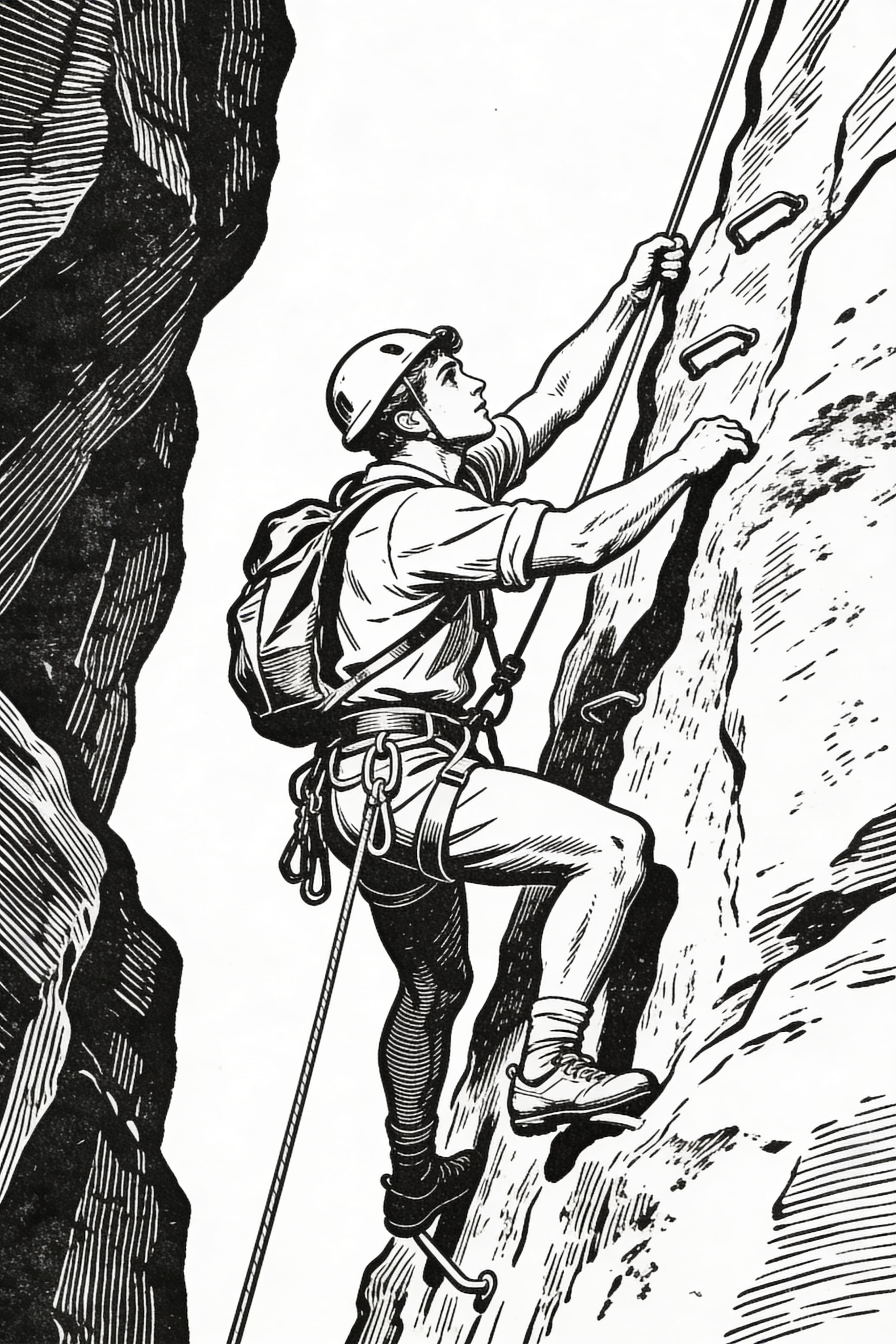 Cool Climber Adventure Coloring Page - Vintage Style