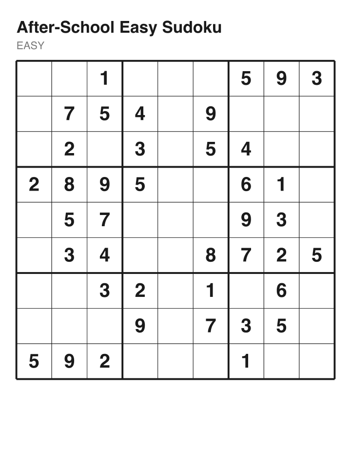Easy sudoku puzzle, 40 clues