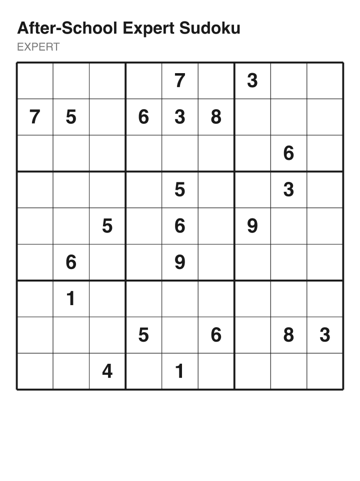 Expert sudoku puzzle, 22 clues