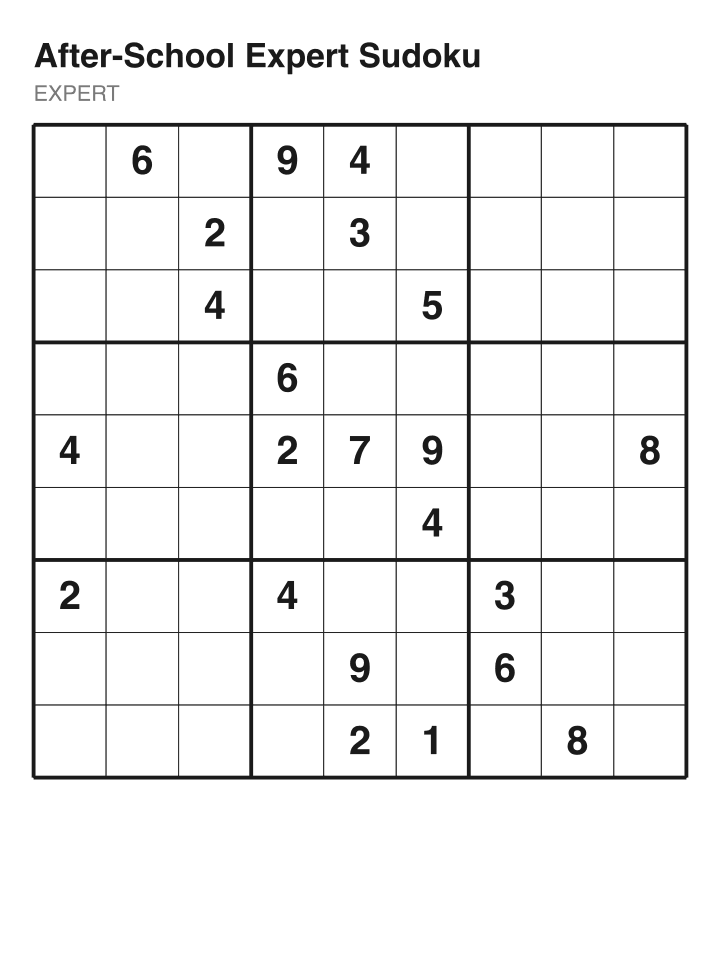 Expert sudoku puzzle, 22 clues