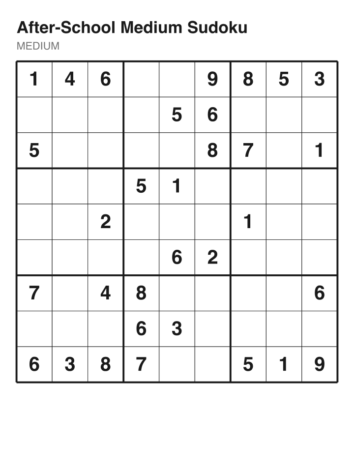 Medium sudoku puzzle, 32 clues