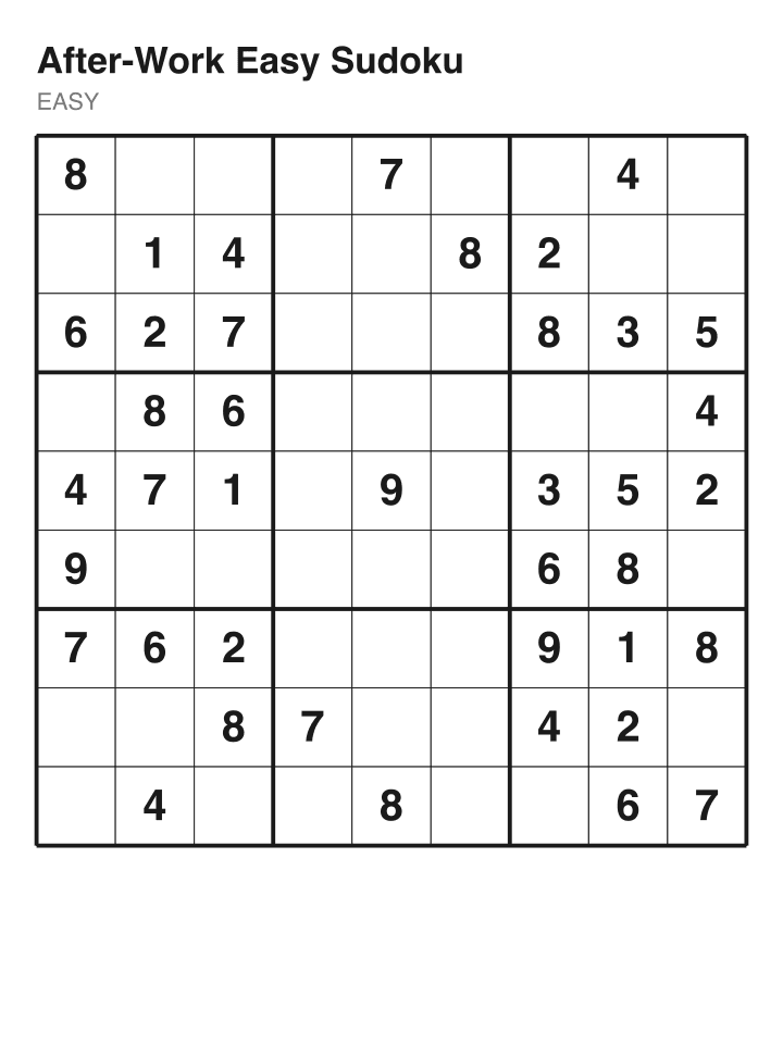 Easy sudoku puzzle, 40 clues