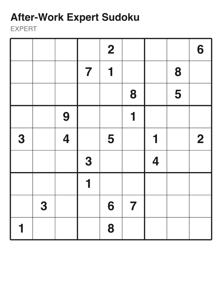 Expert sudoku puzzle, 22 clues