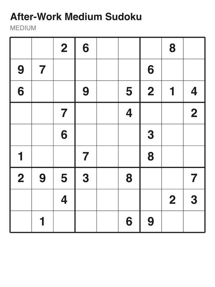 Medium sudoku puzzle, 32 clues