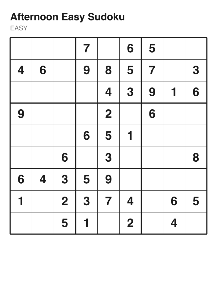 Easy sudoku puzzle, 40 clues
