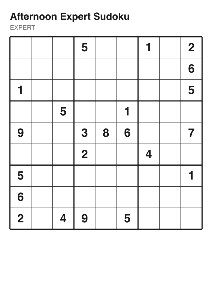 Expert sudoku puzzle, 22 clues