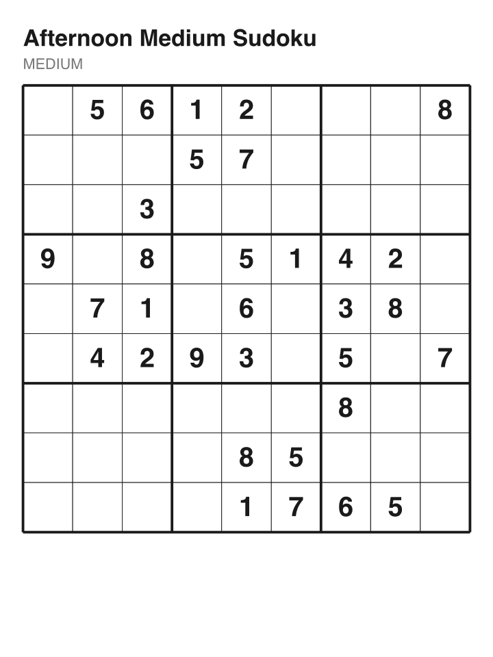 Medium sudoku puzzle, 32 clues