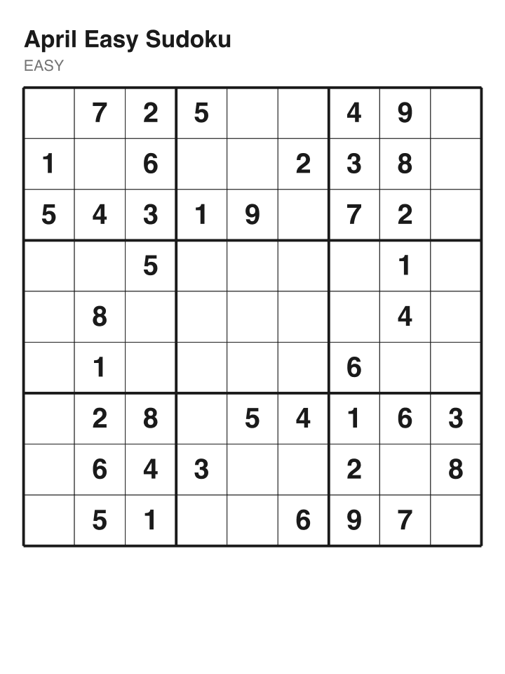 Easy sudoku puzzle, 40 clues