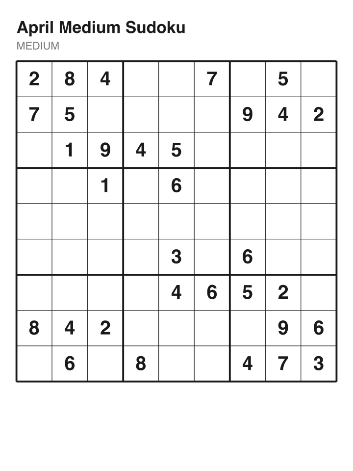 Medium sudoku puzzle, 32 clues