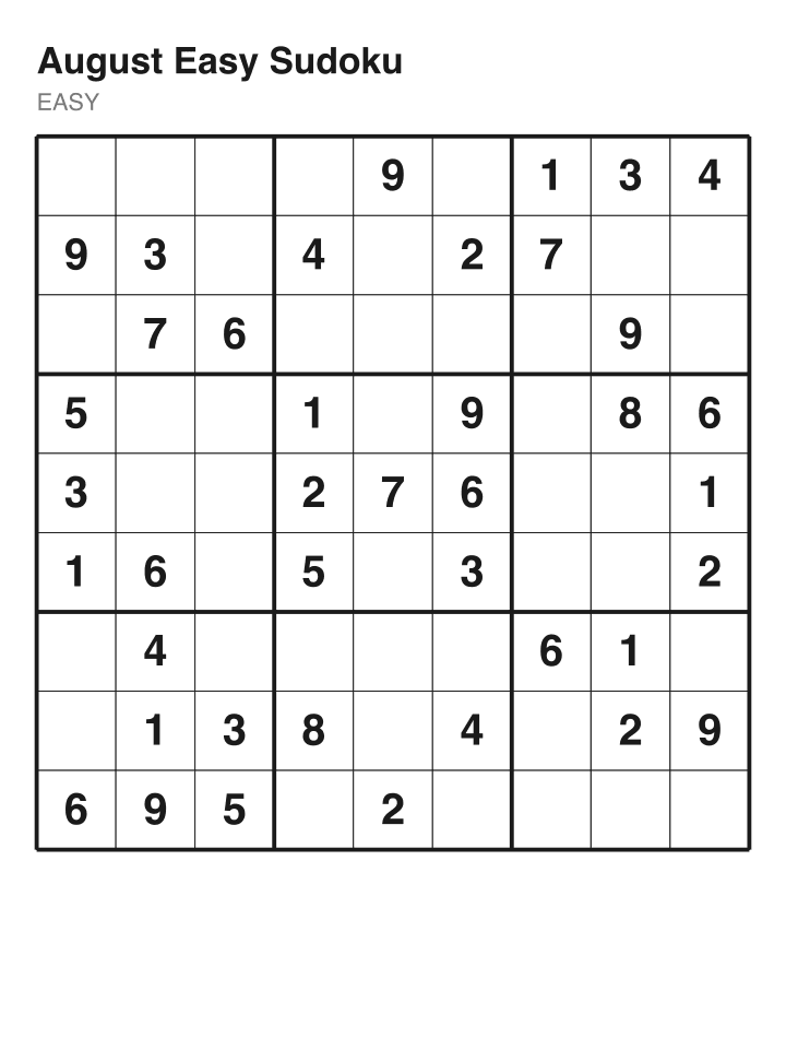 Easy sudoku puzzle, 40 clues