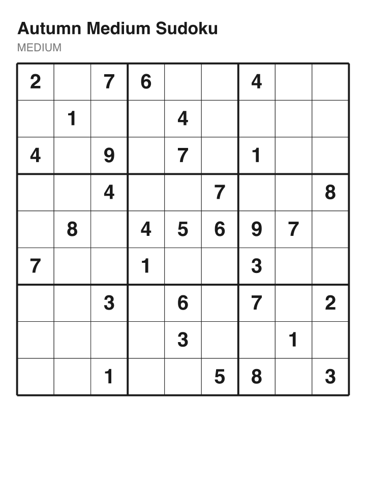 Medium sudoku puzzle, 32 clues