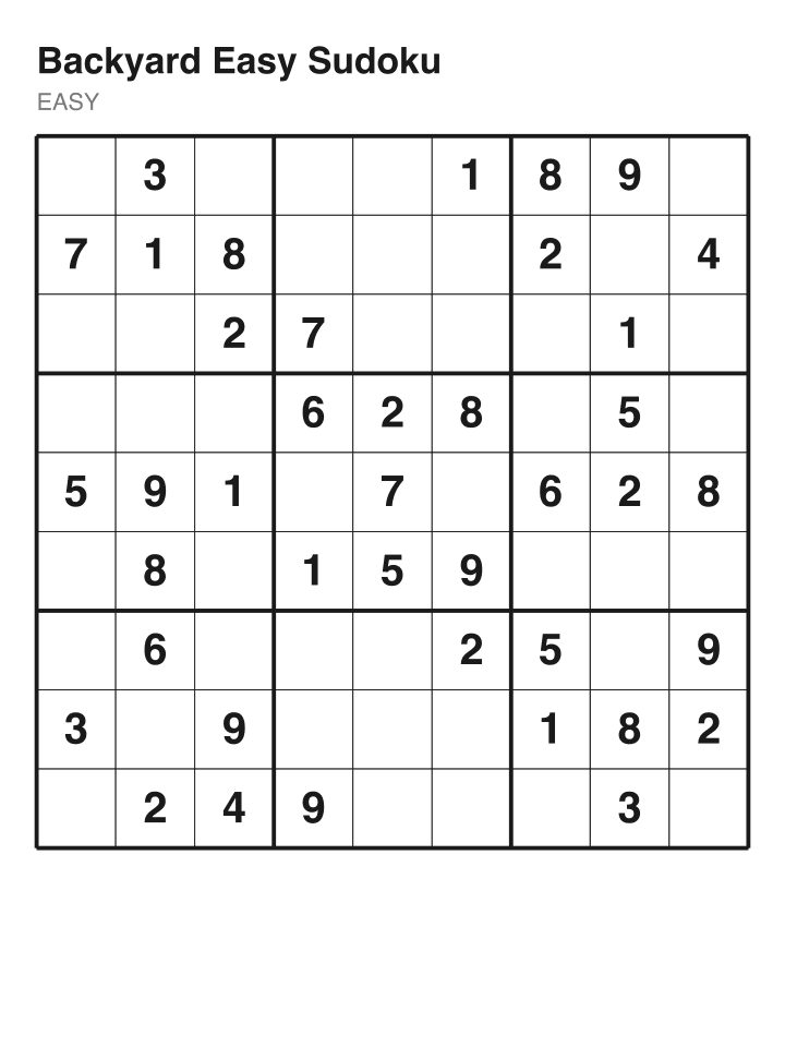 Easy sudoku puzzle, 40 clues