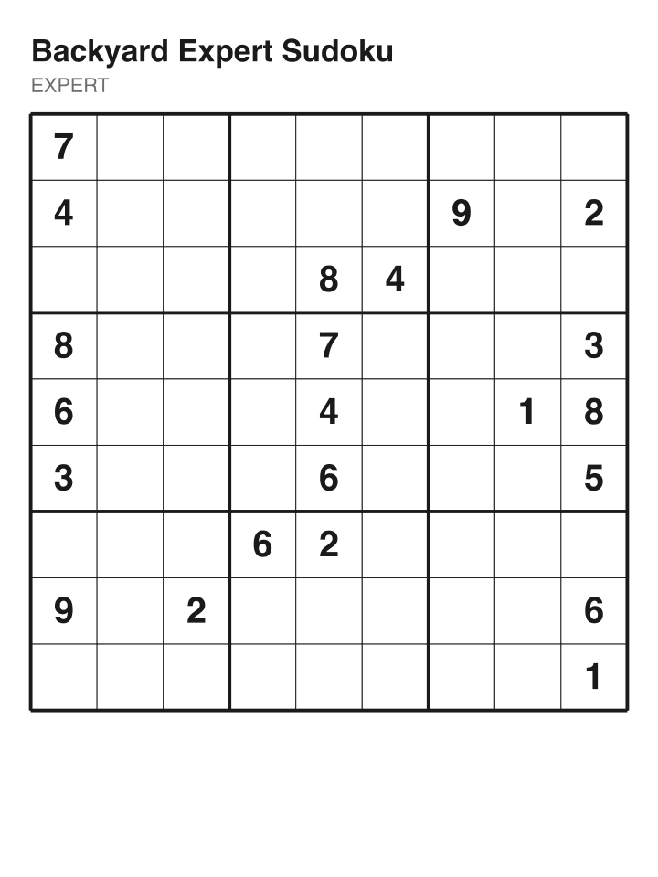 Expert sudoku puzzle, 22 clues