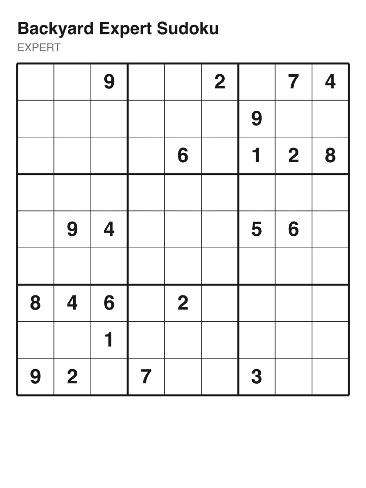 Expert sudoku puzzle, 22 clues