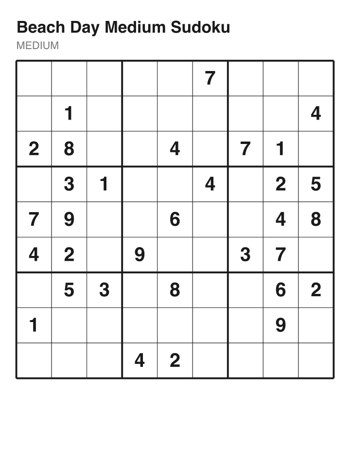 Medium sudoku puzzle, 32 clues