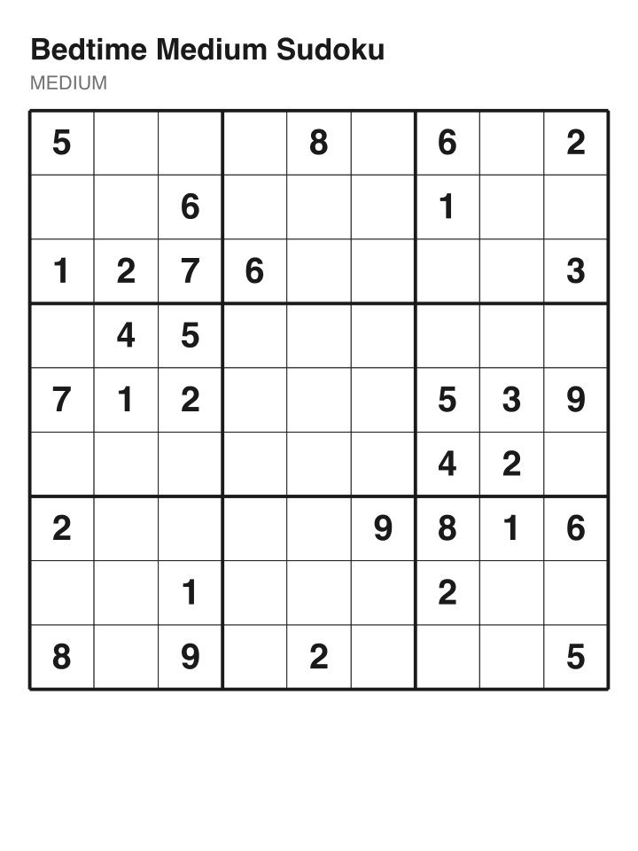 Medium sudoku puzzle, 32 clues