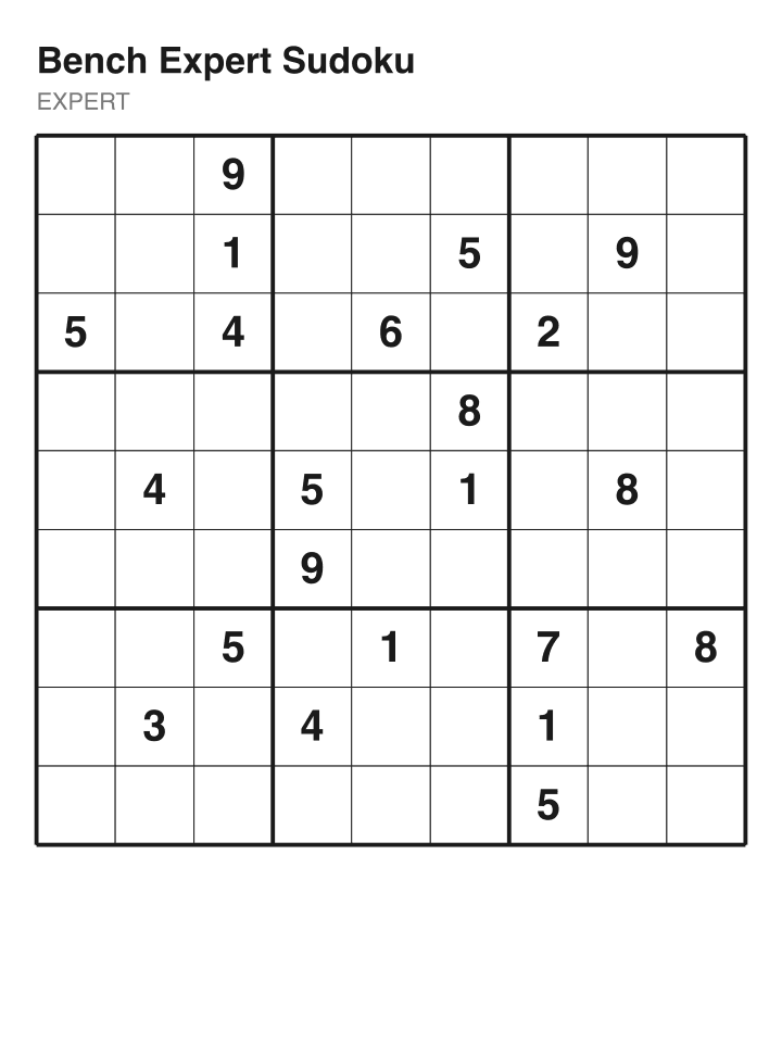 Expert sudoku puzzle, 22 clues