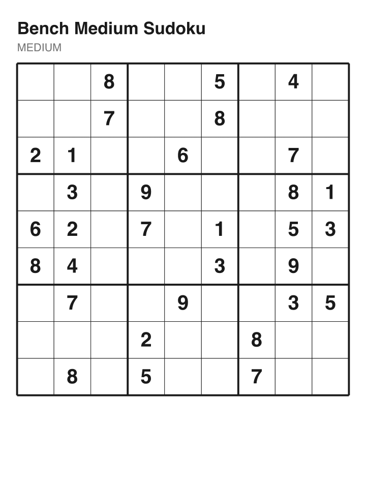 Medium sudoku puzzle, 32 clues