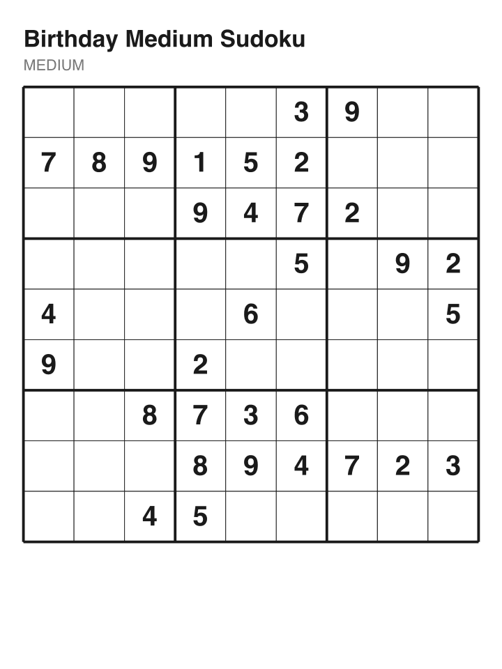 Medium sudoku puzzle, 32 clues