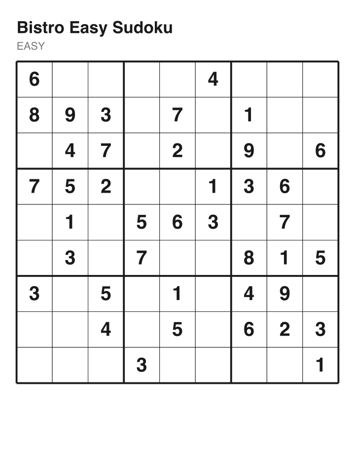 Easy sudoku puzzle, 40 clues