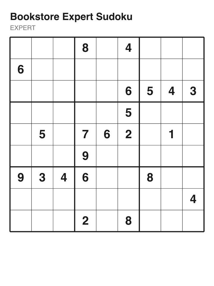 Expert sudoku puzzle, 22 clues