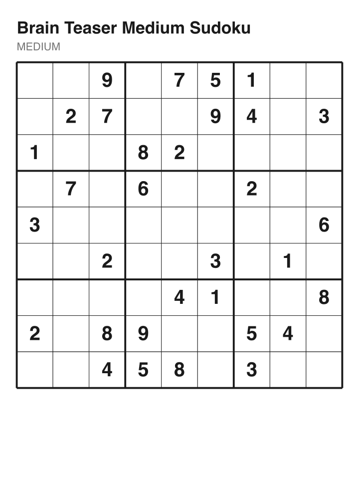 Medium sudoku puzzle, 32 clues