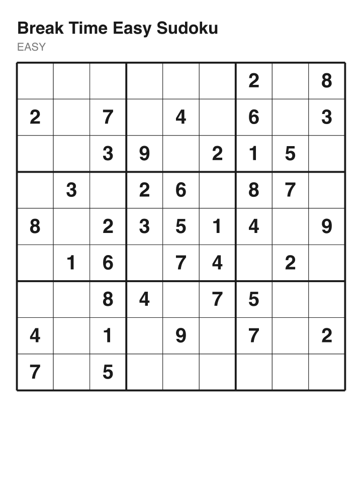 Easy sudoku puzzle, 40 clues