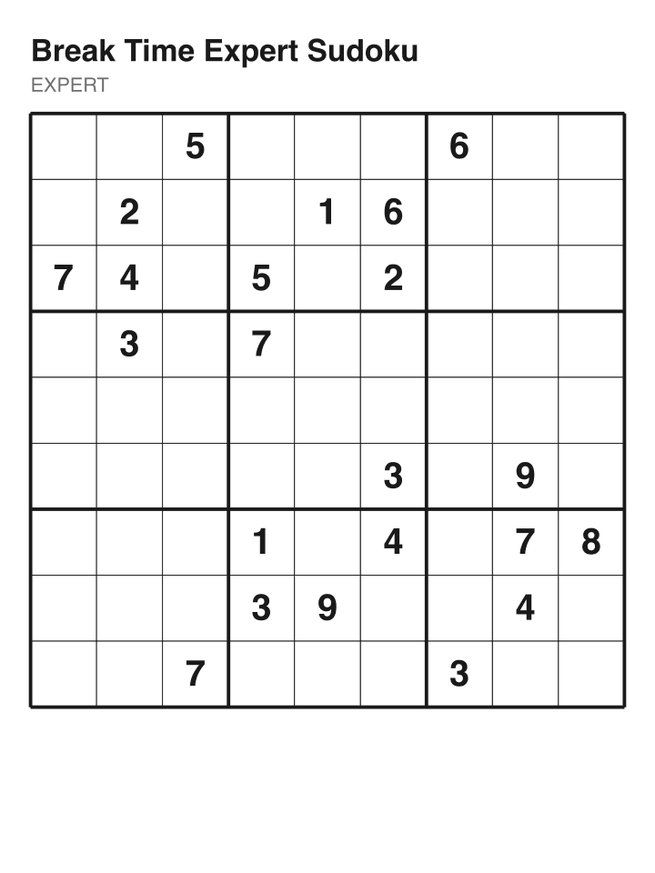 Expert sudoku puzzle, 22 clues
