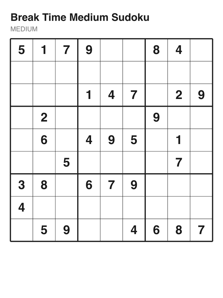 Medium sudoku puzzle, 32 clues