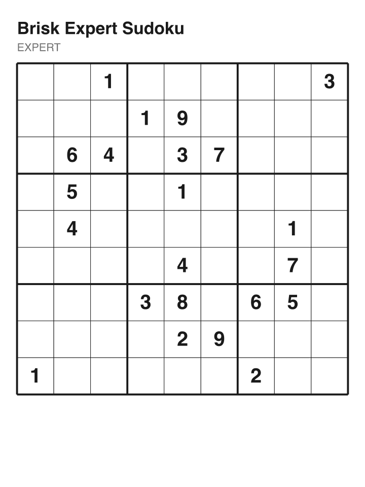 Expert sudoku puzzle, 22 clues