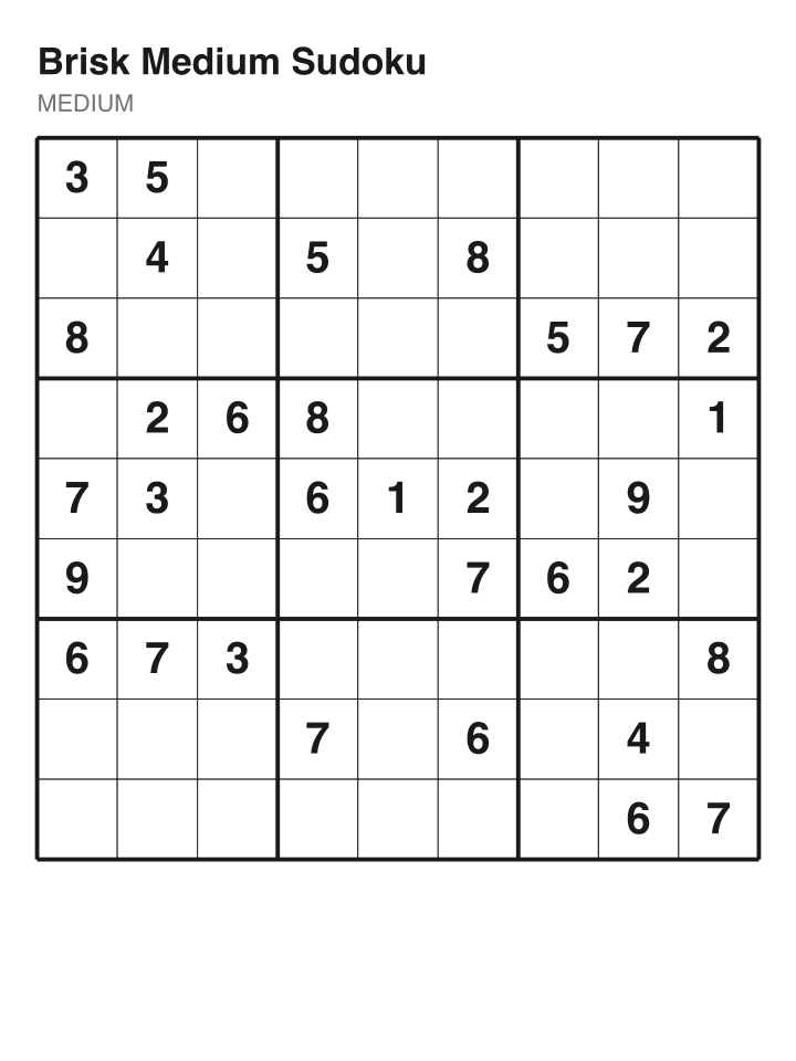 Medium sudoku puzzle, 32 clues