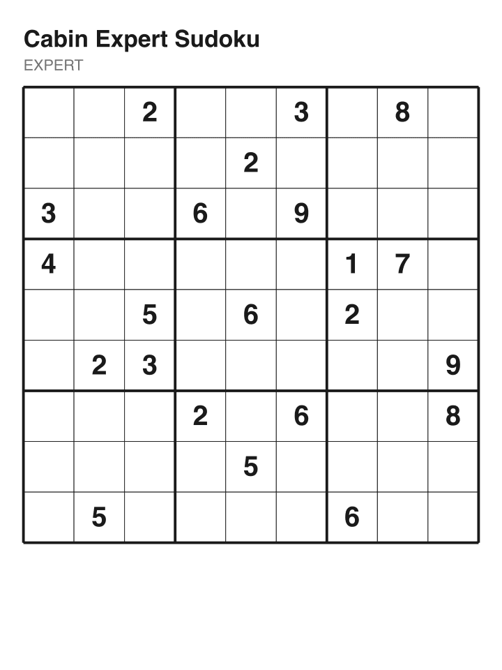 Expert sudoku puzzle, 22 clues