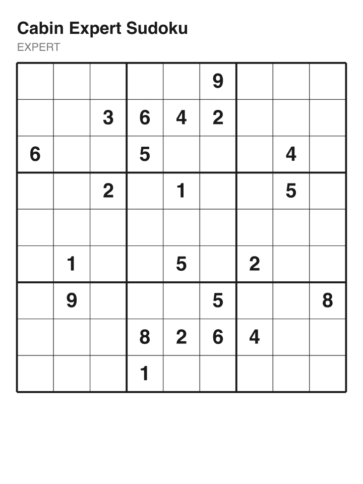Expert sudoku puzzle, 22 clues