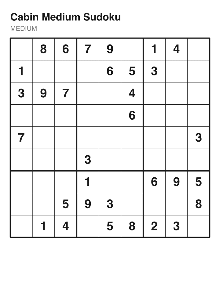 Medium sudoku puzzle, 32 clues