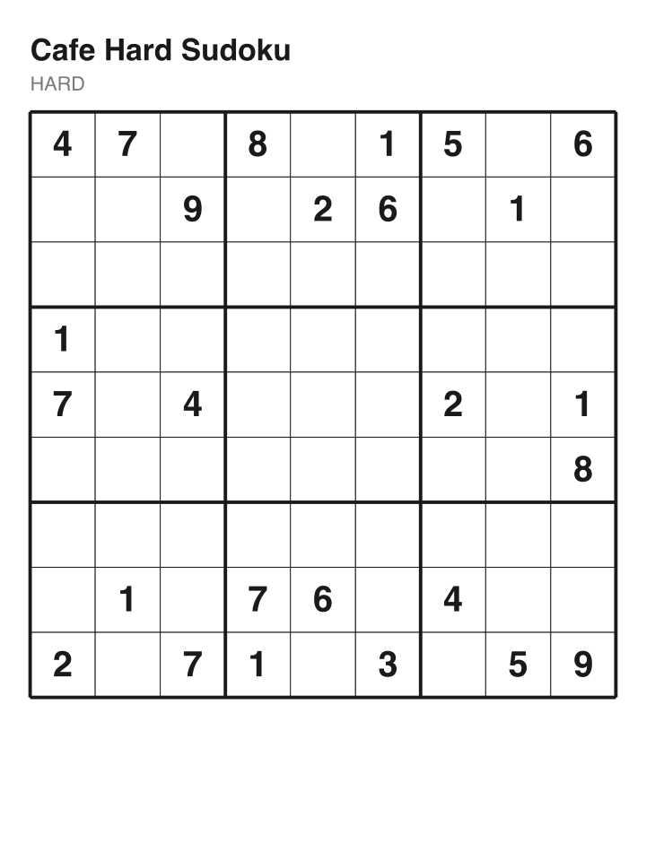 Hard sudoku puzzle, 26 clues