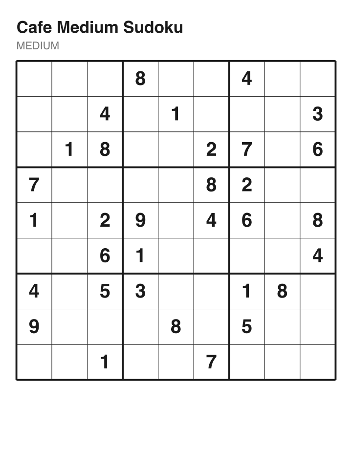 Medium sudoku puzzle, 32 clues