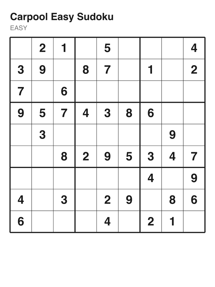 Easy sudoku puzzle, 40 clues