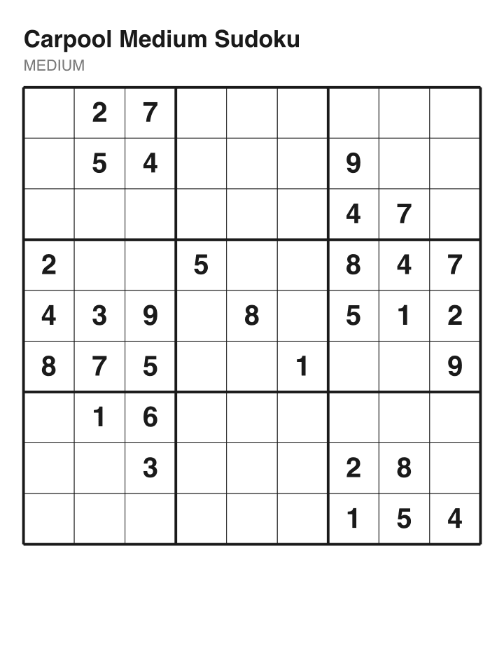 Medium sudoku puzzle, 32 clues